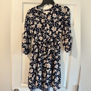 Monteau White and Blue Smocked Puff Sleeve Sundress